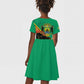 Afro Gabon Kid Short Sleeve Dress Black Panther With Coat Of Arms