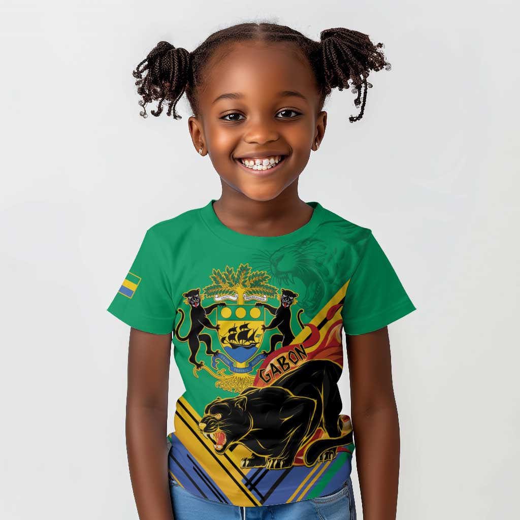 Afro Gabon Kid T shirt Black Panther With Coat Of Arms