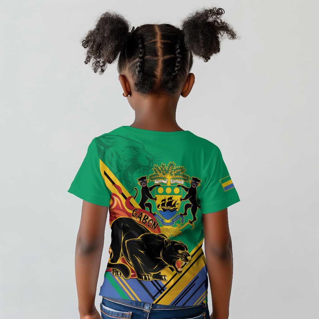 Afro Gabon Kid T shirt Black Panther With Coat Of Arms