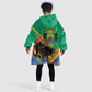 Afro Gabon Kid Wearable Blanket Hoodie Black Panther With Coat Of Arms