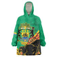 Afro Gabon Kid Wearable Blanket Hoodie Black Panther With Coat Of Arms
