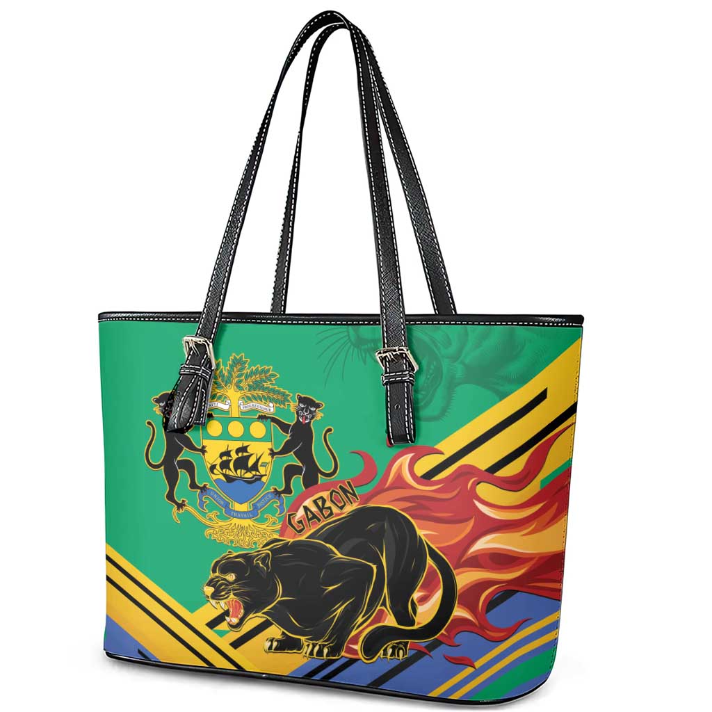 Afro Gabon Leather Tote Bag Black Panther With Coat Of Arms