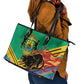 Afro Gabon Leather Tote Bag Black Panther With Coat Of Arms