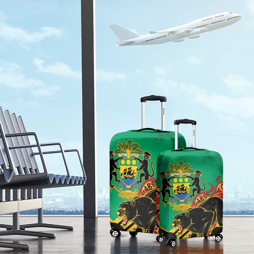 Afro Gabon Luggage Cover Black Panther With Coat Of Arms