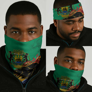 Afro Gabon Neck Gaiter Black Panther With Coat Of Arms - African Pride