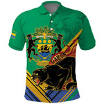 Afro Gabon Polo Shirt Black Panther With Coat Of Arms