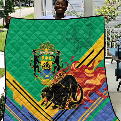 Afro Gabon Quilt Black Panther With Coat Of Arms