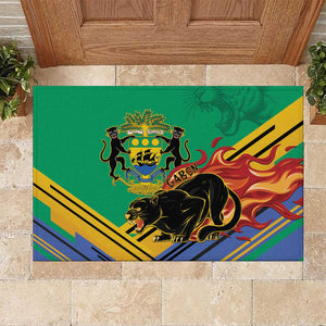 Afro Gabon Rubber Doormat Black Panther With Coat Of Arms