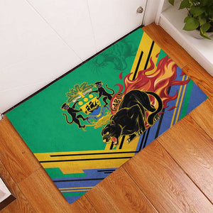 Afro Gabon Rubber Doormat Black Panther With Coat Of Arms