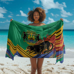 Afro Gabon Sarong Black Panther With Coat Of Arms