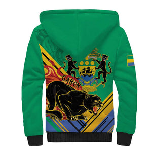 Afro Gabon Sherpa Hoodie Black Panther With Coat Of Arms