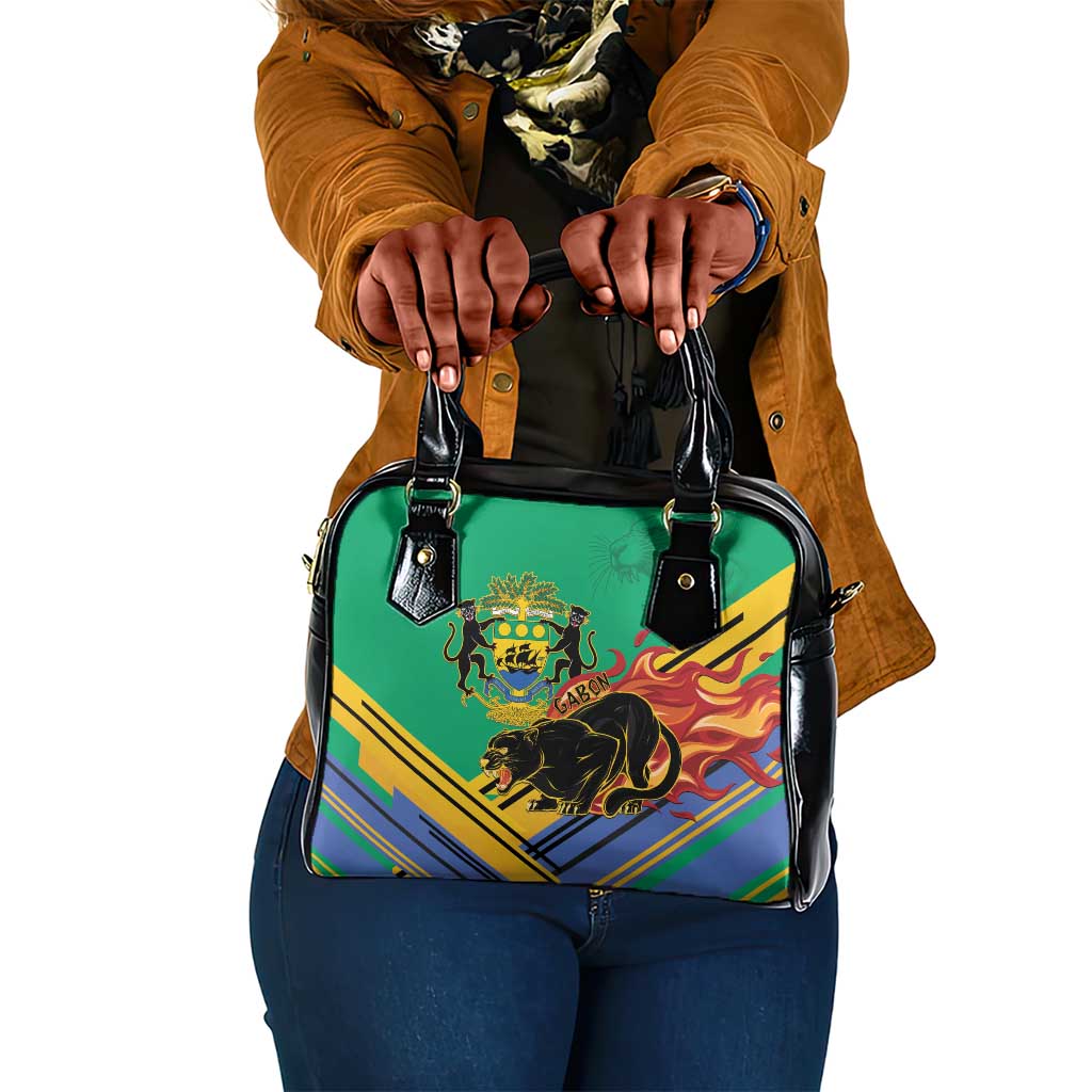 Afro Gabon Shoulder Handbag Black Panther With Coat Of Arms