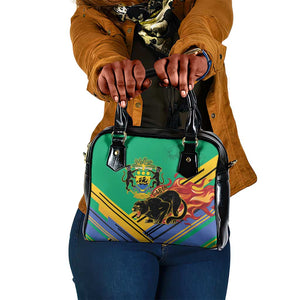 Afro Gabon Shoulder Handbag Black Panther With Coat Of Arms