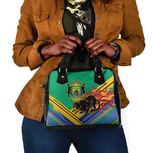 Afro Gabon Shoulder Handbag Black Panther With Coat Of Arms