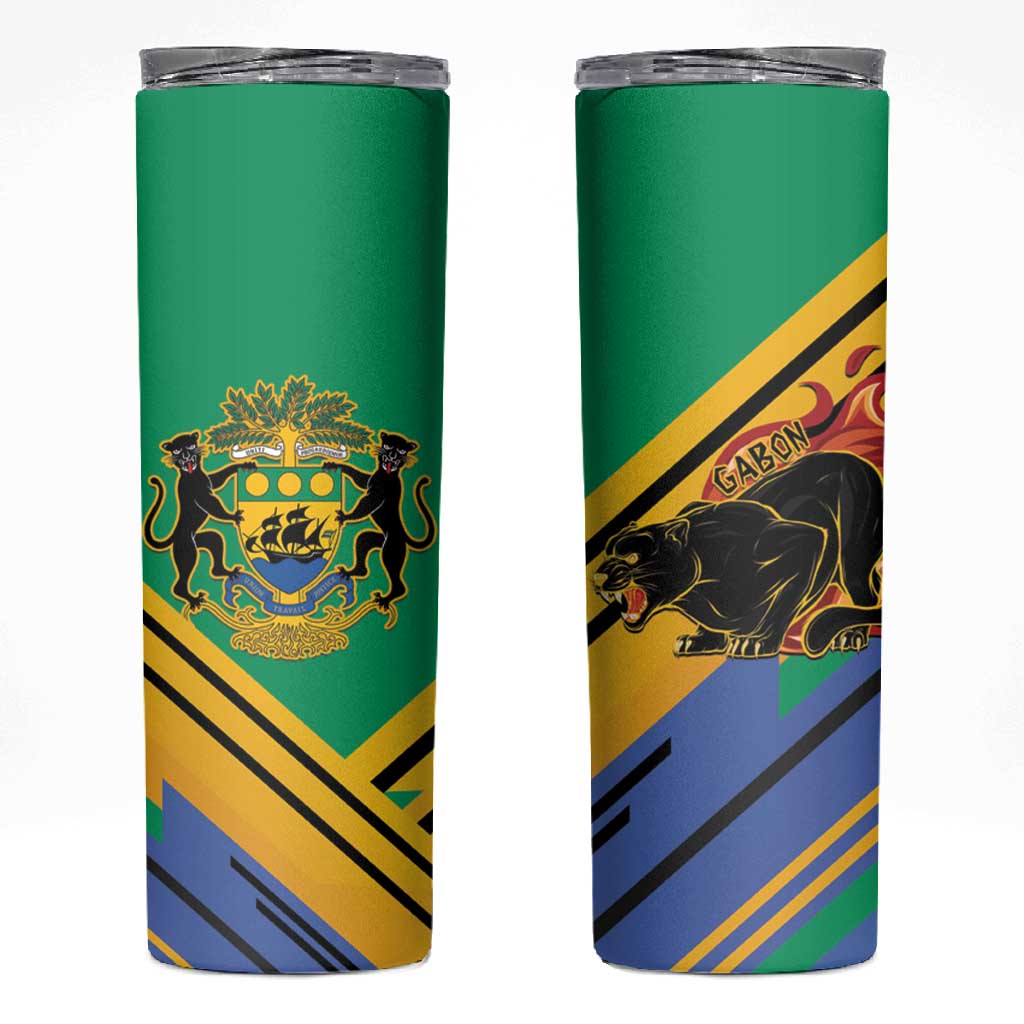 Afro Gabon Skinny Tumbler Black Panther With Coat Of Arms
