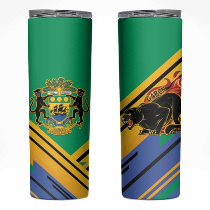 Afro Gabon Skinny Tumbler Black Panther With Coat Of Arms