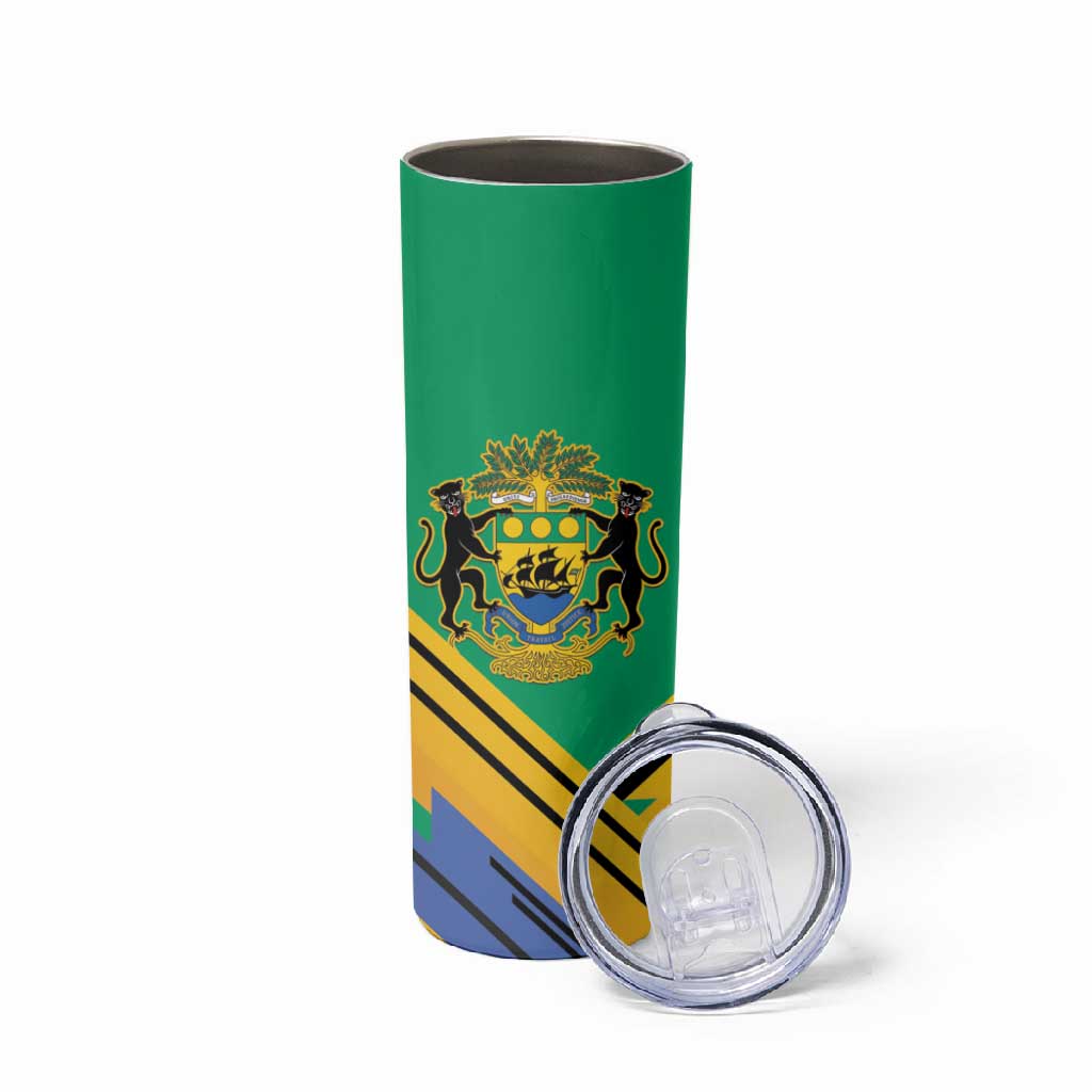 Afro Gabon Skinny Tumbler Black Panther With Coat Of Arms
