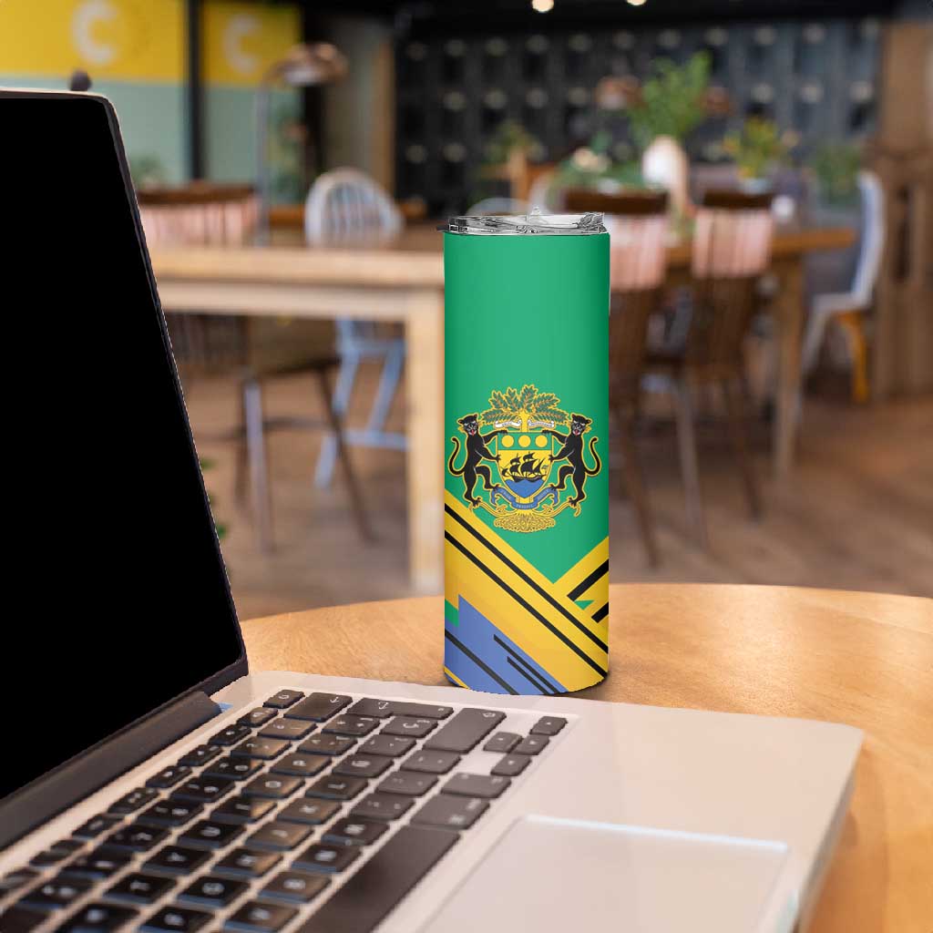 Afro Gabon Skinny Tumbler Black Panther With Coat Of Arms