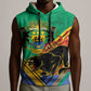 Afro Gabon Sleeveless Hoodie Black Panther With Coat Of Arms - African Pride
