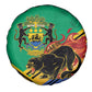 Afro Gabon Spare Tire Cover Black Panther With Coat Of Arms