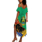 Afro Gabon Summer Maxi Dress Black Panther With Coat Of Arms