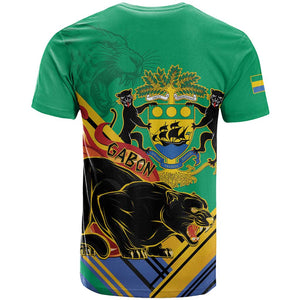 Afro Gabon T shirt Black Panther With Coat Of Arms