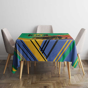 Afro Gabon Tablecloth Black Panther With Coat Of Arms