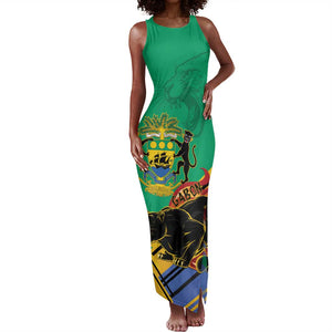Afro Gabon Tank Maxi Dress Black Panther With Coat Of Arms
