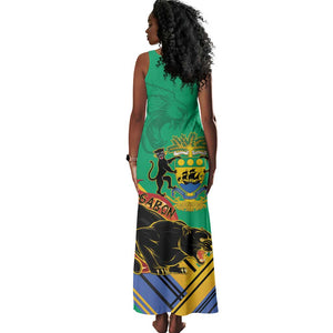 Afro Gabon Tank Maxi Dress Black Panther With Coat Of Arms