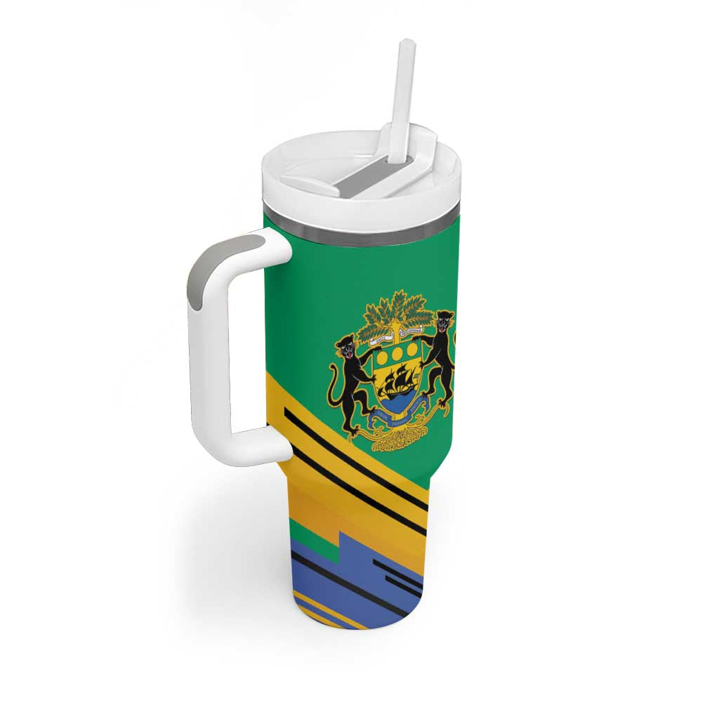 Afro Gabon Tumbler With Handle Black Panther With Coat Of Arms