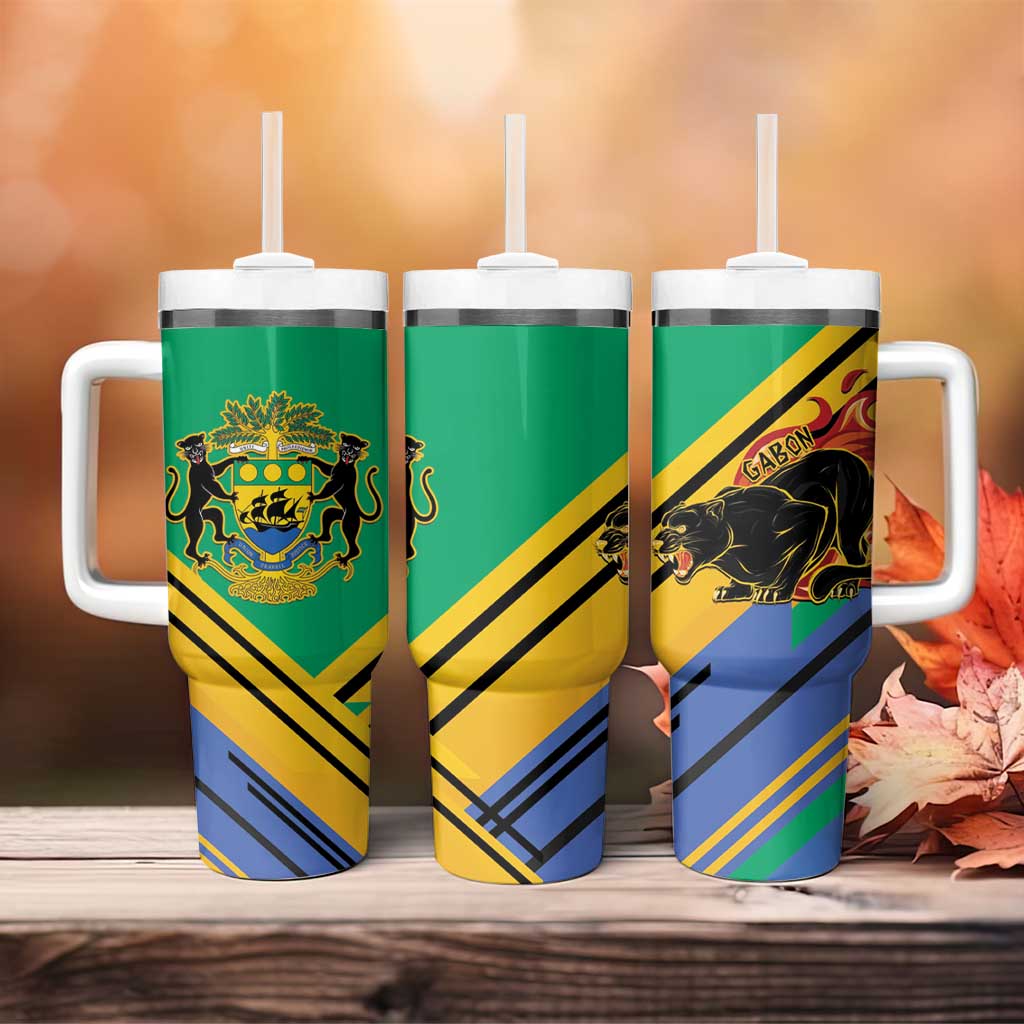 Afro Gabon Tumbler With Handle Black Panther With Coat Of Arms