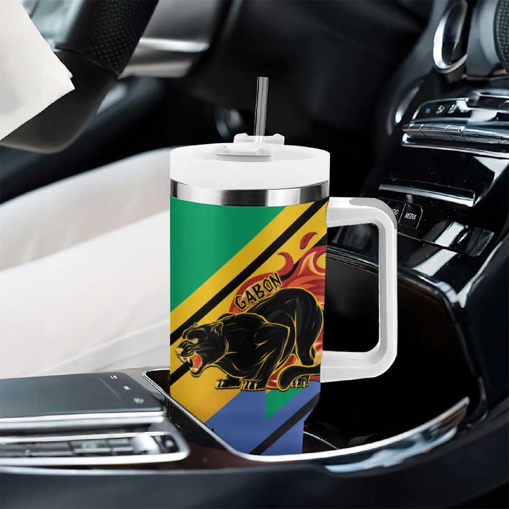 Afro Gabon Tumbler With Handle Black Panther With Coat Of Arms