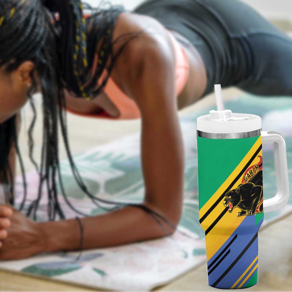 Afro Gabon Tumbler With Handle Black Panther With Coat Of Arms
