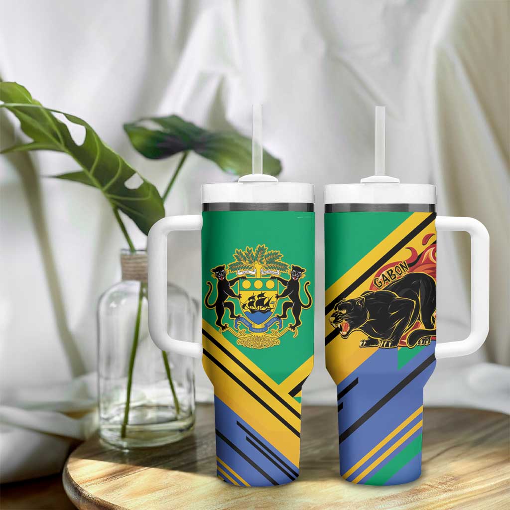 Afro Gabon Tumbler With Handle Black Panther With Coat Of Arms