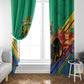 Afro Gabon Window Curtain Black Panther With Coat Of Arms