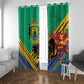 Afro Gabon Window Curtain Black Panther With Coat Of Arms