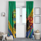Afro Gabon Window Curtain Black Panther With Coat Of Arms
