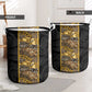 African Tribal Heritage Laundry Basket Black Gold Pattern
