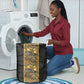African Tribal Heritage Laundry Basket Black Gold Pattern