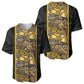 African Tribal Heritage Baseball Jersey Black Gold Pattern