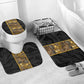 African Tribal Heritage Bathroom Set Black Gold Pattern