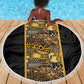 African Tribal Heritage Beach Blanket Black Gold Pattern