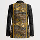 African Tribal Heritage Blazer Black Gold Pattern