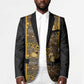 African Tribal Heritage Blazer Black Gold Pattern