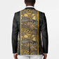 African Tribal Heritage Blazer Black Gold Pattern