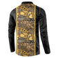 African Tribal Heritage Button Sweatshirt Black Gold Pattern
