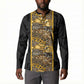African Tribal Heritage Button Sweatshirt Black Gold Pattern