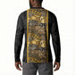 African Tribal Heritage Button Sweatshirt Black Gold Pattern