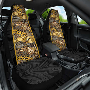 African Tribal Heritage Car Seat Cover Black Gold Pattern