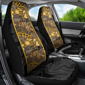 African Tribal Heritage Car Seat Cover Black Gold Pattern
